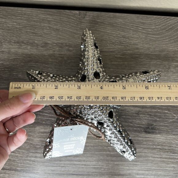 GC Home Silver Starfish Potpourri Sachet Holder Ceramic Coastal Beach 7” NWT - Picture 6 of 6
